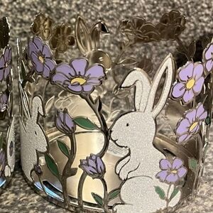 Silver and Purple Bunny Candle Holder